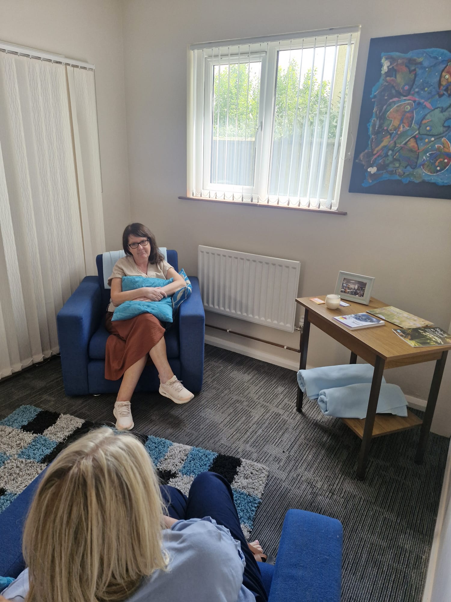One-to-one support session in a calm, comfortable room at the Niamh Louise Foundation